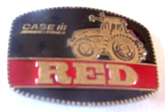 Case IH Agriculture Red Tractor Enamel Belt Buckle