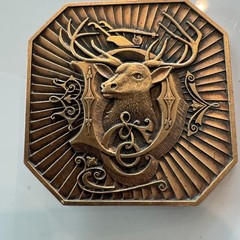 1987 Deere & Company Moline Illinois Octagon Buck Belt Buckle Deere Stag D Logo