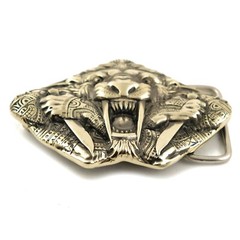 German silver belt buckle Steel fangs, Saber toothed cat buckle, tiger buckle