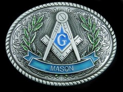 SJ03160 *NOS* NICE **MASON (SQUARE & COMPASSES)** FREEMASON BELT BUCKLE