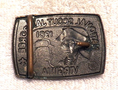 CLASSIC BELT BUCKLE NATIONAL BOY SCOUT JAMBOREE 1981 VIRGINIA GOLD TONE BB12