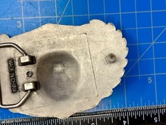 Dimensional Skull Head With Wings And Flowers – Raised Belt Buckle