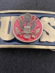 Belt Buckle WWII Eagle Crest Emblem Limited Edition American Blue & Red enamel
