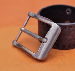 40mm Antique Silver Casual Men Pin Waist Leather Single Prong Clips Belt Buckle