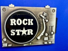 DJ ROCK STAR Turntable Music Record Player Musicians Music Lovers Belt Buckle