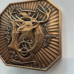 1987 Deere & Company Moline Illinois Octagon Buck Belt Buckle Deere Stag D Logo