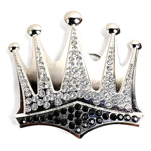 Royal Crown King Black & Clear Rhinestones HIP HOP Fashion Metal Belt Buckle