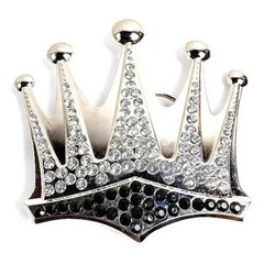 Royal Crown King Black & Clear Rhinestones HIP HOP Fashion Metal Belt Buckle