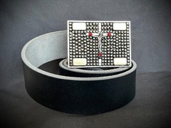 Industrial Crucifix Belt Buckle Archive Red Crystals OOAK Darren McNeese