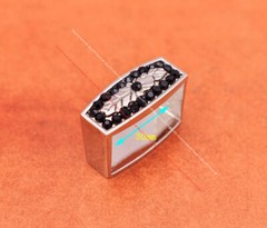 30mm Bling Silver Western Cowboy Black Rhinestone Crystal 3PCS Set Belt Buckle