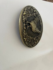 Engraved Rooster Belt Buckle Brass Plated Metal Western Cowboy 1.5 Inch