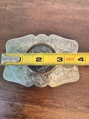 COMSTOCK Vintage German Silver Belt Buckle Morgan Dollar Indian Buffalo Nickel