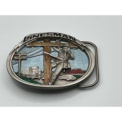 Vintage 1986 The Great American Buckle Co Linesman Pewter Belt Buckle 1809 Mens