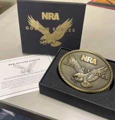 Vintage NRA Golden Eagles Belt Buckle New In Box Bronze Tone Appx 2.5 x 3.25&Prime;