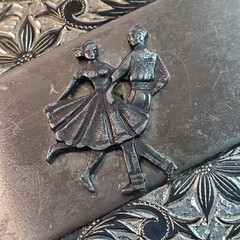 Vintage Silver Tone Line Country Square Dancing Western Scroll Belt Buckle #1548