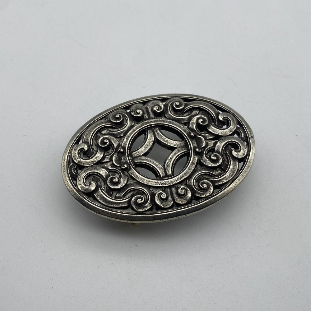 Bohemian Oval Nickel Silver Belt Buckle – Handcrafted Boho Western