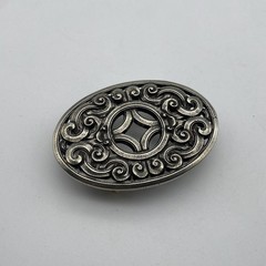 Bohemian Oval Nickel Silver Belt Buckle – Handcrafted Boho Western