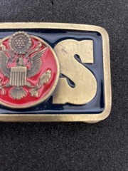 Belt Buckle WWII Eagle Crest Emblem Limited Edition American Blue & Red enamel