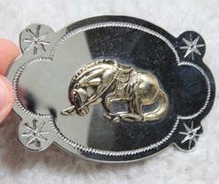 Rodeo Bucking Bronco Belt Buckle Silver Gray Solid Metal Men&rsquo;s Mirror Finish BB8