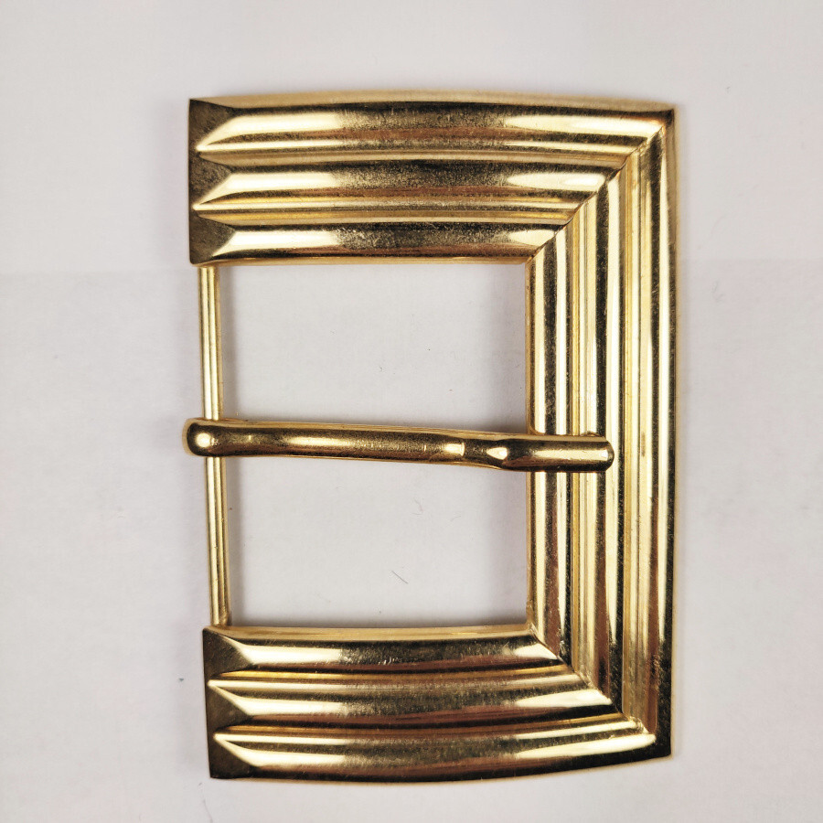 Retro Square Gold Tone Handmade Single Tongue Prong Classic Brass Belt Buckle