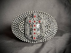 Handmade Oval Cross Belt Buckle Gothic Rock Metal Darren McNeese