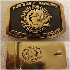 Willamette Carpenter Training Center Belt Buckle HANDMADE SAND-CAST SOLID BRASS