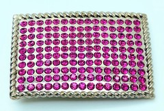 Fashion Men Women western classic Belt Buckle Silver Metal hot pink rhinestones