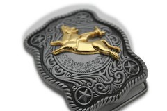 New Men Belt Buckle Dark Silver Metal Cowboy Western 3D Rodeo Bull Riding Gold