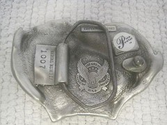 1982 The Great American Buckle Co Buck & Doe Pewter Belt Buckle 3 3/8&Prime; x 2 1/4&Prime;