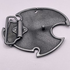 PUNISHER THROWING STAR BELT BUCKLE Silver Tone PEWTER Black And White Enamel
