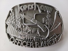 Vintage Kershaw Officer Ranch Fine Pewter Belt Buckle Made In USA # 11882