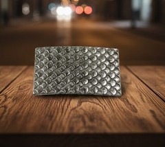 Rectangular Belt Buckle in Scale Design Vintage Antique Silver Look