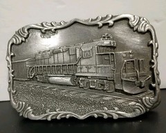 Vtg. belt buckle 1984 Siskiyou buckle freight yard locomotive Train Engine Mint!