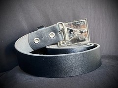 Peruvian Black Stone Ring Artisan Industrial Belt Buckle OOAK Darren McNeese