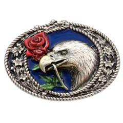 Freedom Bird Eagle Head Red Rose Wild Eagles Nature Belt Buckle Boucle Ceinture