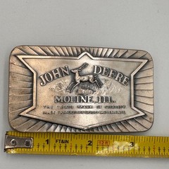 John Deere Vintage Belt Buckle 1984 Historical 1936 Trademark Moline Illinois