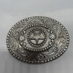 M&F Western Nocona Silver Star & Filigree Swirl Oval Belt Buckle