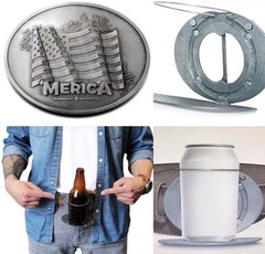 Belt Buckle Beer Bottle Holder USA Merica American Flag Beverage Holder Men’s 34