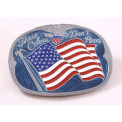 Buckle Bakery These Colors Don&rsquo;t Run American Flag Belt Buckle Vintage 1852 Oval