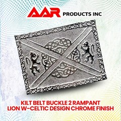 Scottish Buckle Kilts Lion Celtic Knots Belt Classic Kilt Chrome Finish New AAR