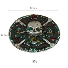 Skull Scalp Buckle Men&rsquo;s Western Cowboy Motorcycle Riding