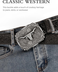 Western Style Belt Buckle 1.5 Inch Cowboy Cowgirl Buckles for Men & Women Replac