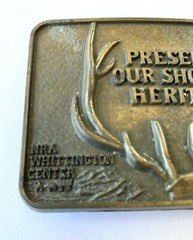 NRA Deer Hunting Belt Buckle Brass Gold Whittington Preserving Mens Unisex