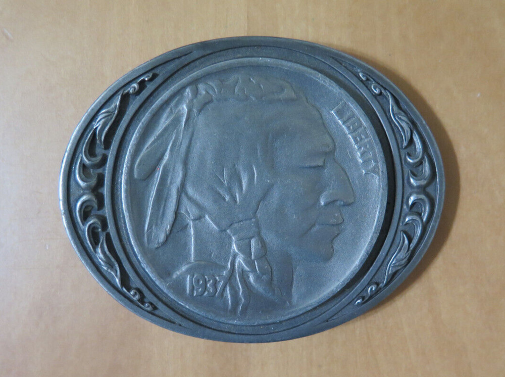 Liberty Indian Head 1937 Replica Silver Metal Belt Buckle Siskiyou Buckle Co.