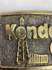 1980 Kendall Motor Oil Limited Edition Brass Tone Belt Buckle Oil Rig Vintage