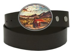 Vintage Truck Belt Buckle – Classic American Silver Handmade Buckle – 627