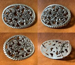 HA0131-LASRP Antique Flower Engraved Buckle fits 1-1/2&Prime; Wide Belt