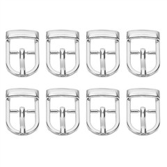8 Pcs 0.5 Inch Adjustable Single Prong Buckle Belt Buckle, Silver Tone