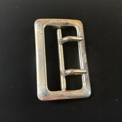 Vintage Solid Brass Chrome Plated 2.25” Double Prong Duty Belt Buckle USA #1