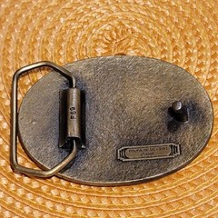 VTG 1982 Indiana Metal Craft Flying Geese Belt Buckle Brass Cowboy Nature